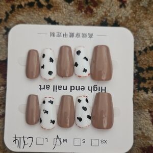 Brown and White Cow Print Press-On Nails